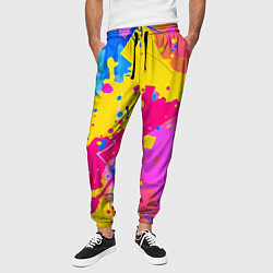 Брюки на резинке мужские Яркие пятна акриловой краски на стене, цвет: 3D-принт — фото 2