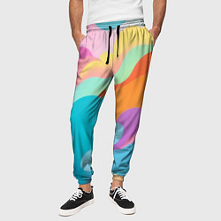 Брюки на резинке мужские Разноцветные красивые облака, цвет: 3D-принт — фото 2