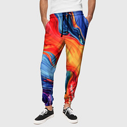 Брюки на резинке мужские Красно-синие масляные краски смешение абстракция, цвет: 3D-принт — фото 2