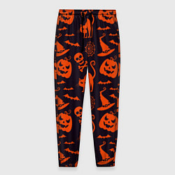 Брюки на резинке мужские Паттерн с символами праздника Хэллоуин, цвет: 3D-принт
