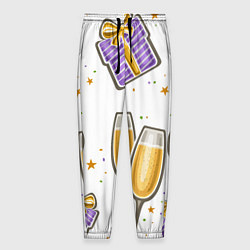 Брюки на резинке мужские Новогодний вайб, цвет: 3D-принт