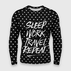 Рашгард мужской Sleep Work Travel Repeat, цвет: 3D-принт