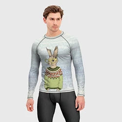 Рашгард мужской Кролик хипстер, цвет: 3D-принт — фото 2