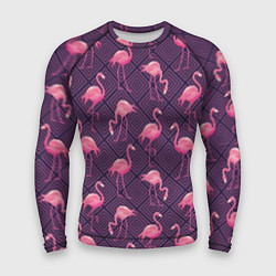 Рашгард мужской Фиолетовые фламинго, цвет: 3D-принт