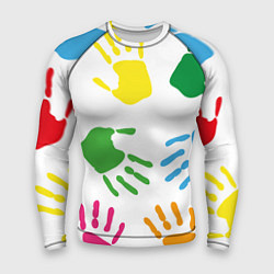 Рашгард мужской Цветные ладошки - Детский узор, цвет: 3D-принт