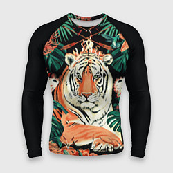 Рашгард мужской Огненный Тигр в Цветах, цвет: 3D-принт