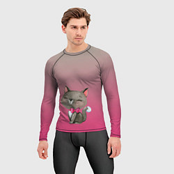 Рашгард мужской Кошечка с бантиком, цвет: 3D-принт — фото 2