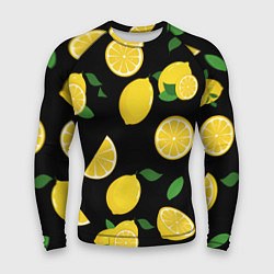 Рашгард мужской Лимоны на чёрном, цвет: 3D-принт