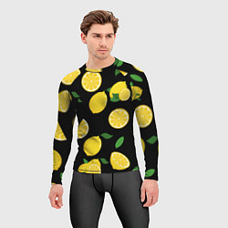 Рашгард мужской Лимоны на чёрном, цвет: 3D-принт — фото 2