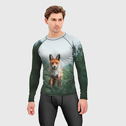 Рашгард мужской Лисица в зелени, цвет: 3D-принт — фото 2