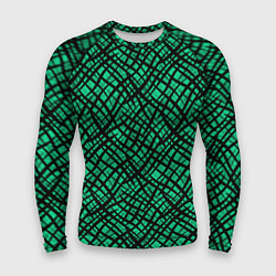 Рашгард мужской Абстрактный зелено-черный узор, цвет: 3D-принт
