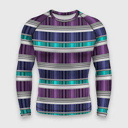 Мужской рашгард Бирюзово-сиреневый полосатый