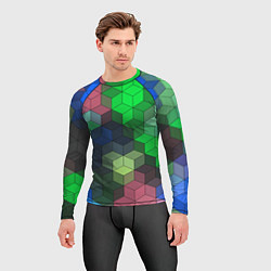 Рашгард мужской Разноцветный геометрический уз, цвет: 3D-принт — фото 2