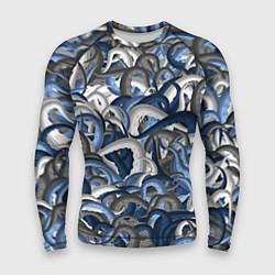 Рашгард мужской Синий камуфляж с щупальцами, цвет: 3D-принт