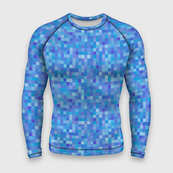 Рашгард мужской Голубая пиксель абстракция, цвет: 3D-принт