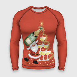 Рашгард мужской Дед Мороз и шампанское, цвет: 3D-принт