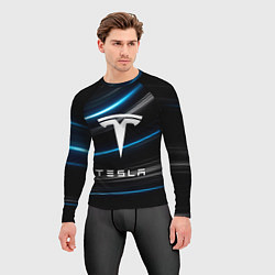 Рашгард мужской Tesla - Неоновые полосы, цвет: 3D-принт — фото 2