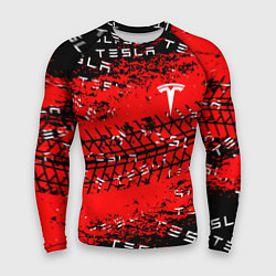 Рашгард мужской Tesla - Следы от колес, цвет: 3D-принт
