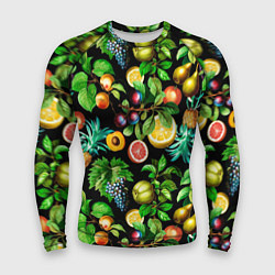 Рашгард мужской Сочные фрукты - персик, груша, слива, ананас, цвет: 3D-принт