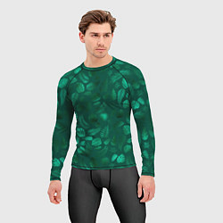 Рашгард мужской Яркие зеленые листья, цвет: 3D-принт — фото 2