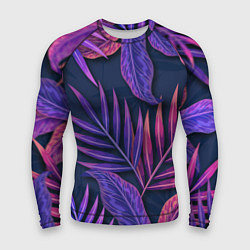 Рашгард мужской Neon Tropical plants pattern, цвет: 3D-принт