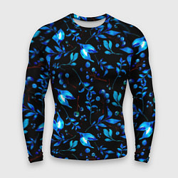 Рашгард мужской Ночные синие листья, цвет: 3D-принт
