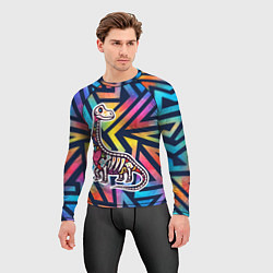 Рашгард мужской Разноцветный скелет динозавра, цвет: 3D-принт — фото 2