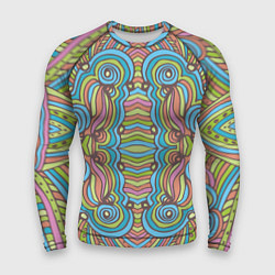 Рашгард мужской Абстрактный разноцветный узор Линии, волны, полосы, цвет: 3D-принт