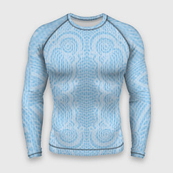 Рашгард мужской Вязаный светлый узор, абстракция Нежный голубой цв, цвет: 3D-принт