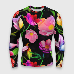 Рашгард мужской Цветочный узор Floral pattern, цвет: 3D-принт