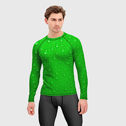 Рашгард мужской Зеленый фон с росой, цвет: 3D-принт — фото 2