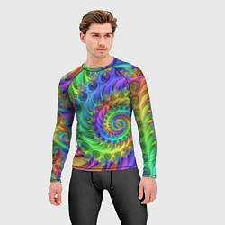 Рашгард мужской Красочная фрактальная спираль Узор Colorful fracta, цвет: 3D-принт — фото 2