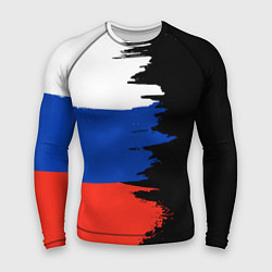 Рашгард мужской Российский триколор на темном фоне, цвет: 3D-принт