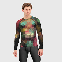 Рашгард мужской Разноцветный геометрический узор 3D, цвет: 3D-принт — фото 2