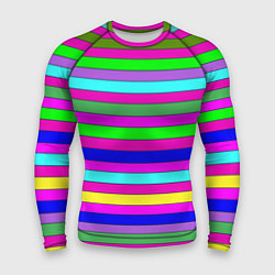 Рашгард мужской Multicolored neon bright stripes, цвет: 3D-принт