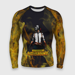 Рашгард мужской PlayerUnknowns Battlegrounds жёлтое пламя, цвет: 3D-принт