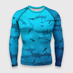 Рашгард мужской Акулы - океан, цвет: 3D-принт