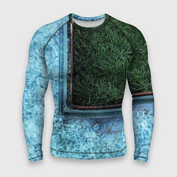 Рашгард мужской Абстрактные лёд и трава - Синезелёный, цвет: 3D-принт