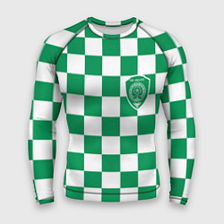 Рашгард мужской ФК Ахмат на фоне бело зеленой формы в квадрат, цвет: 3D-принт