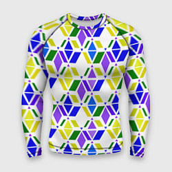 Рашгард мужской Разноцветный неоновый геометрический узор, цвет: 3D-принт
