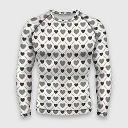 Рашгард мужской Сердечки черно-белые паттерн, цвет: 3D-принт