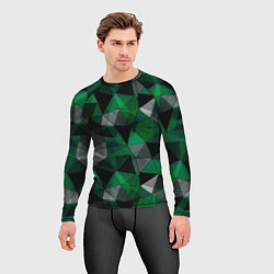 Рашгард мужской Зеленый, серый и черный геометрический, цвет: 3D-принт — фото 2