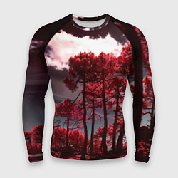 Рашгард мужской Абстрактные красные деревья и облака, цвет: 3D-принт