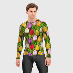 Рашгард мужской Объемные разноцветные тюльпаны, цвет: 3D-принт — фото 2