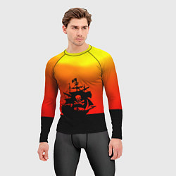 Рашгард мужской Пиратский корабль на закате, цвет: 3D-принт — фото 2
