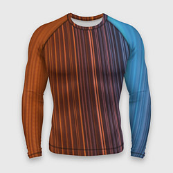 Рашгард мужской Абстрактные оранжевые и голубые линии во тьме, цвет: 3D-принт
