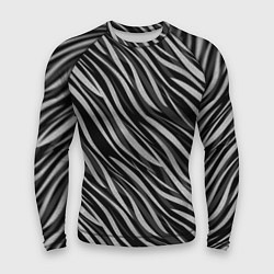 Рашгард мужской Полосатый черно-серый узор Зебра, цвет: 3D-принт