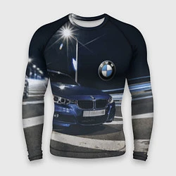 Рашгард мужской BMW на ночной трассе, цвет: 3D-принт