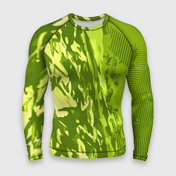 Рашгард мужской Зеленый абстрактный камуфляж, цвет: 3D-принт
