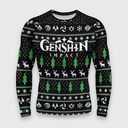 Рашгард мужской Новогодний свитер - Genshin impact, цвет: 3D-принт